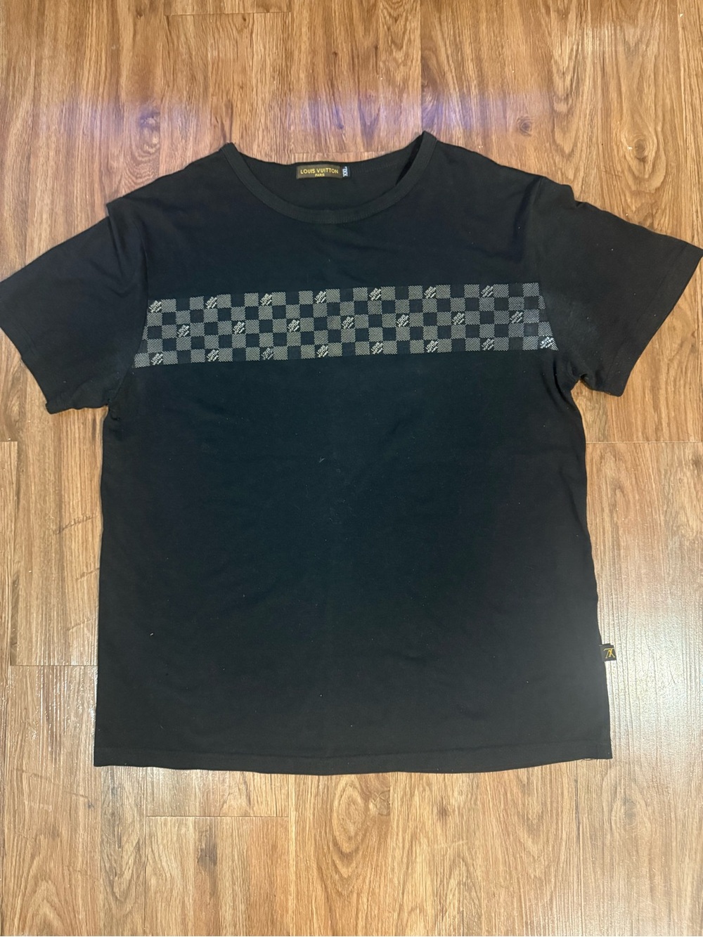 Vintage Louis Vuitton Damier Stripe Jacquard T-Shirt Black Size XXL Pre-owned.